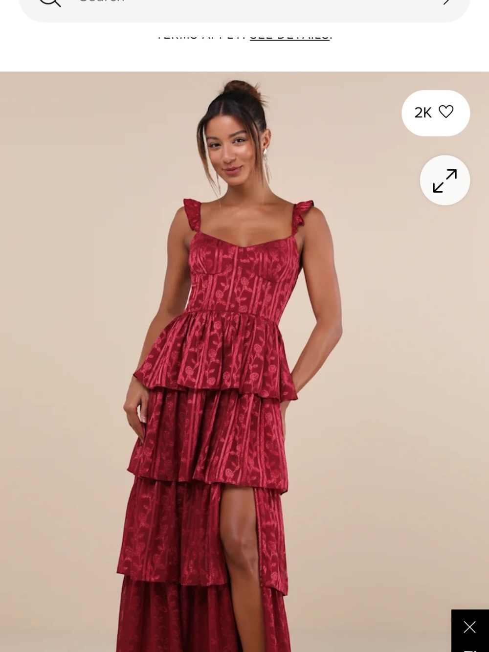 Lulus - Glory Wine Red Floral Jacquard Tiered Maxi Dress